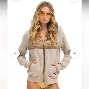 Aviator Nation Beige Hoodie in Sand // Tan// Green